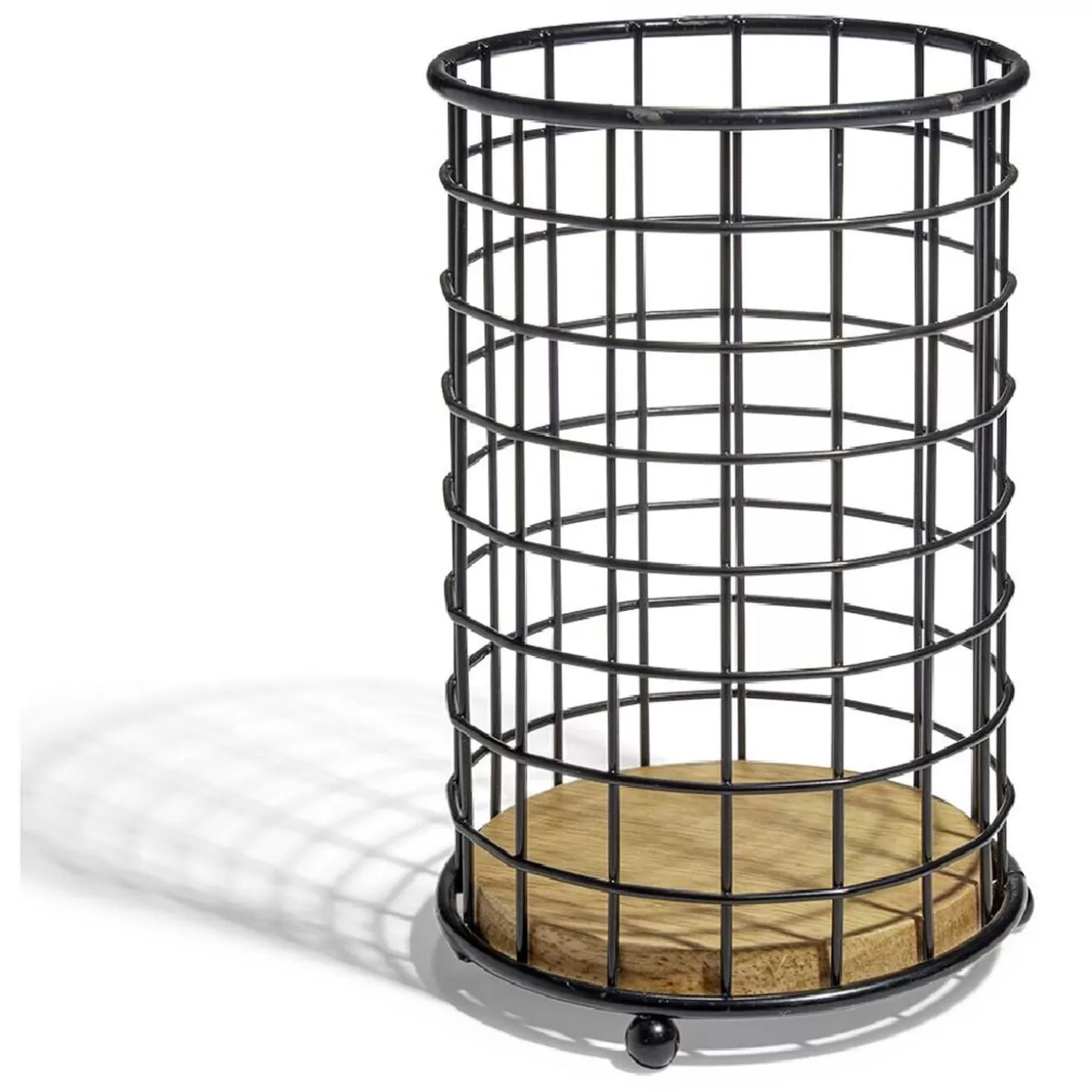 Gifi Porte ustensiles bambou et métal noir Ø11,3xH17cm< Rangement De Cuisine