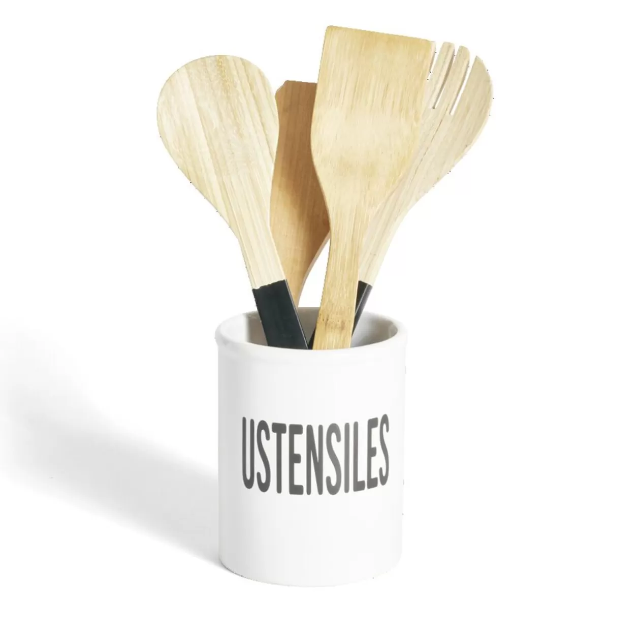 Gifi Pot à ustensiles dolomite blanc Ø10xH13,2cm< Rangement De Cuisine