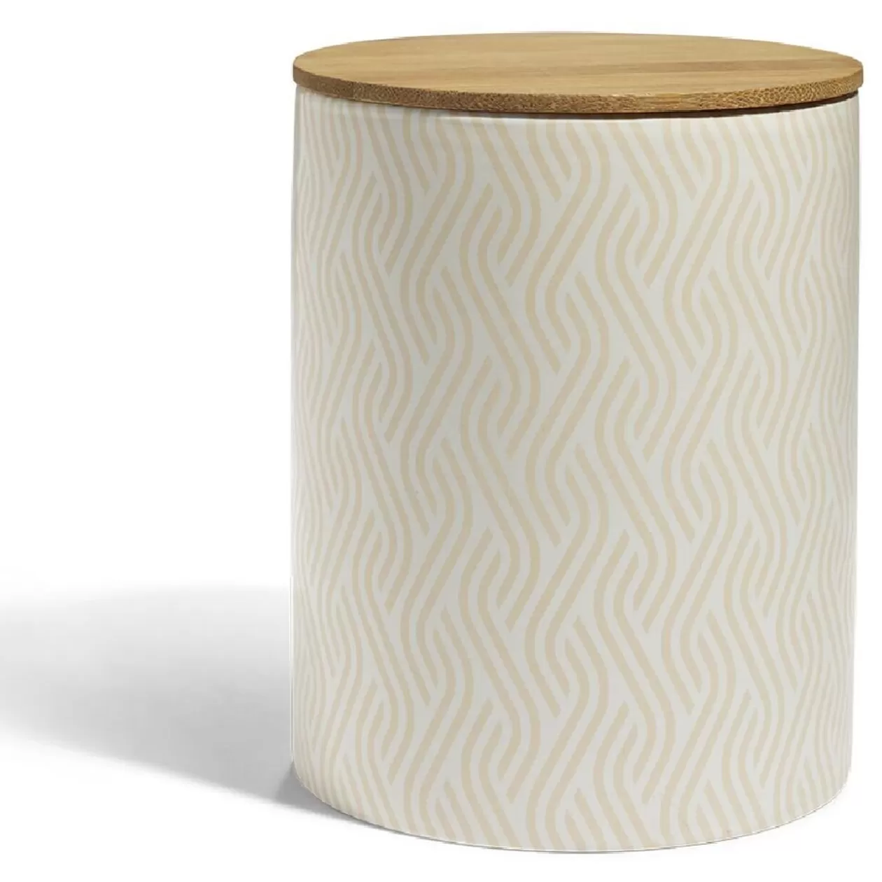 Gifi Pot de conservation 1,6L grès et couvercle bambou Ø14,2xH17,7cm< Conservation Alimentaire