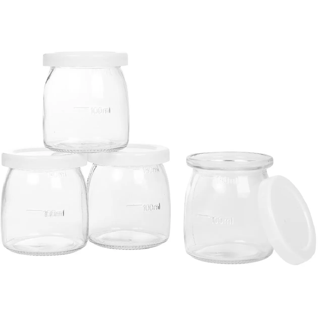Gifi Pot de yaourt en verre blanc transparent x4< Petit Électroménager