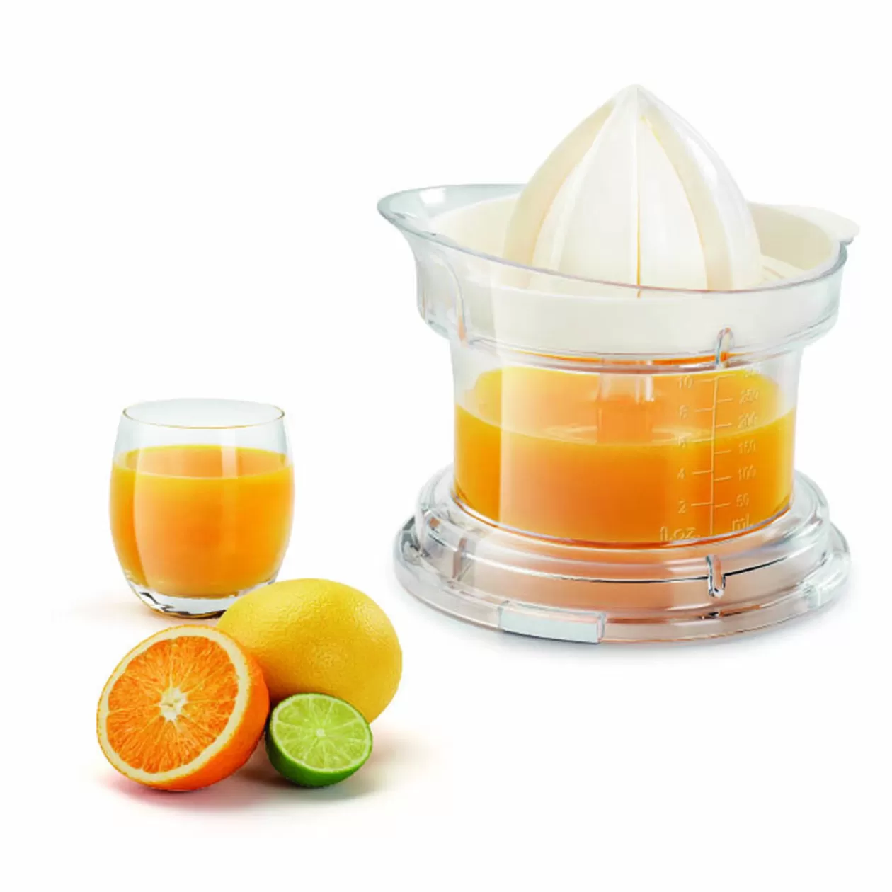 Gifi Presse agrumes Metaltex transparent couvercle blanc 2 cônes< Préparation Culinaire