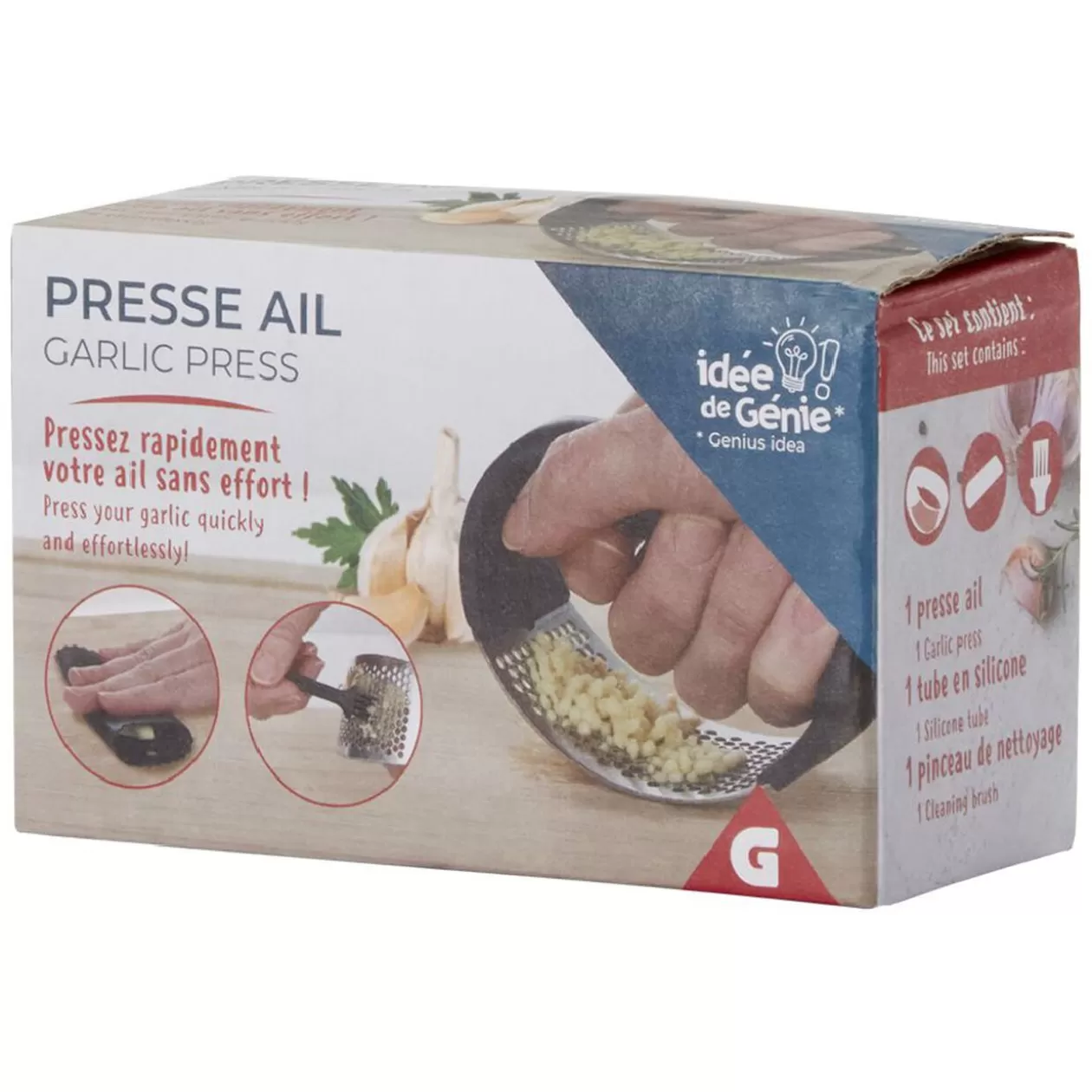 Gifi Presse ail en inox avec brosse de nettoyage< Préparation Culinaire