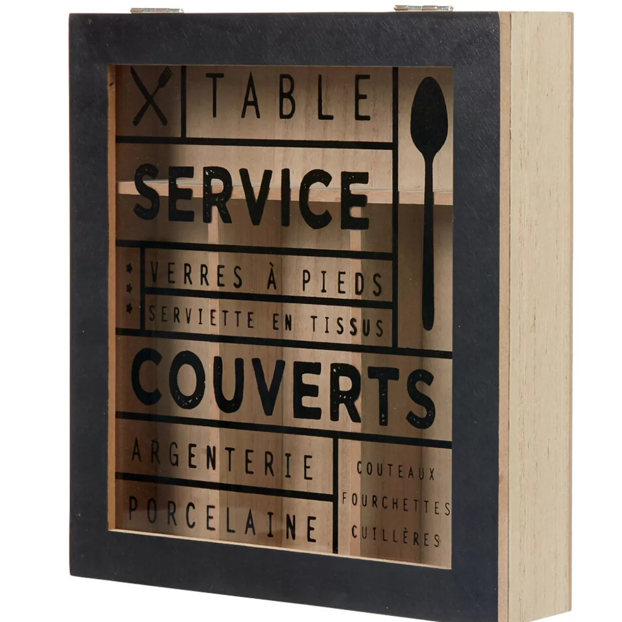 Gifi Range couvert mdf naturel couvercle transparent imprimé noir< Conservation Alimentaire