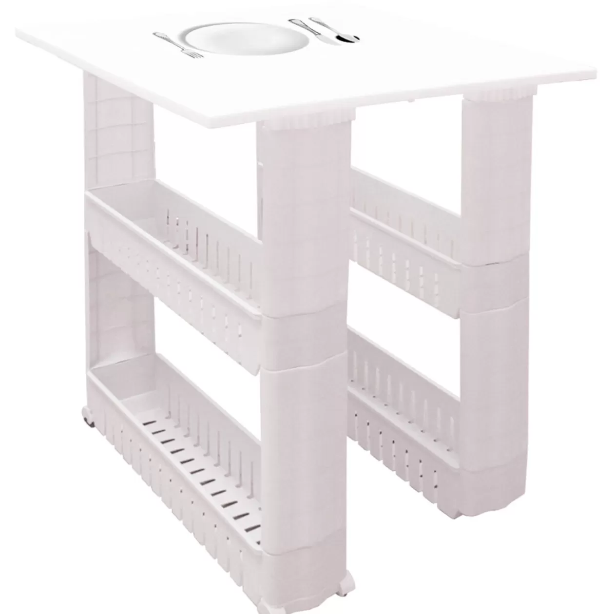 Gifi Resserre 2en1 avec fonction table blanc< Rangement De Cuisine