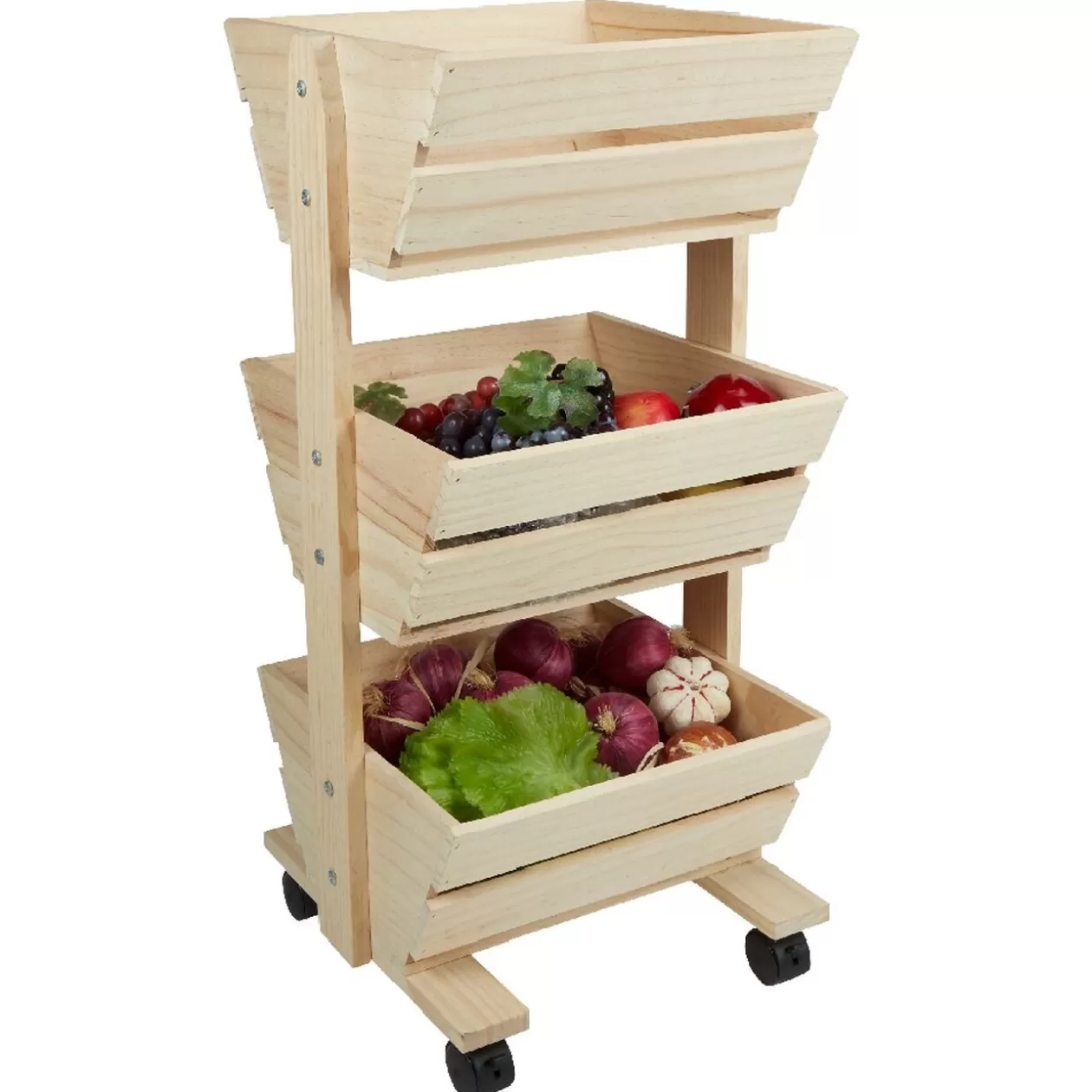 Gifi Resserre légume en bois 3 niveaux à roulettes< Rangement De Cuisine
