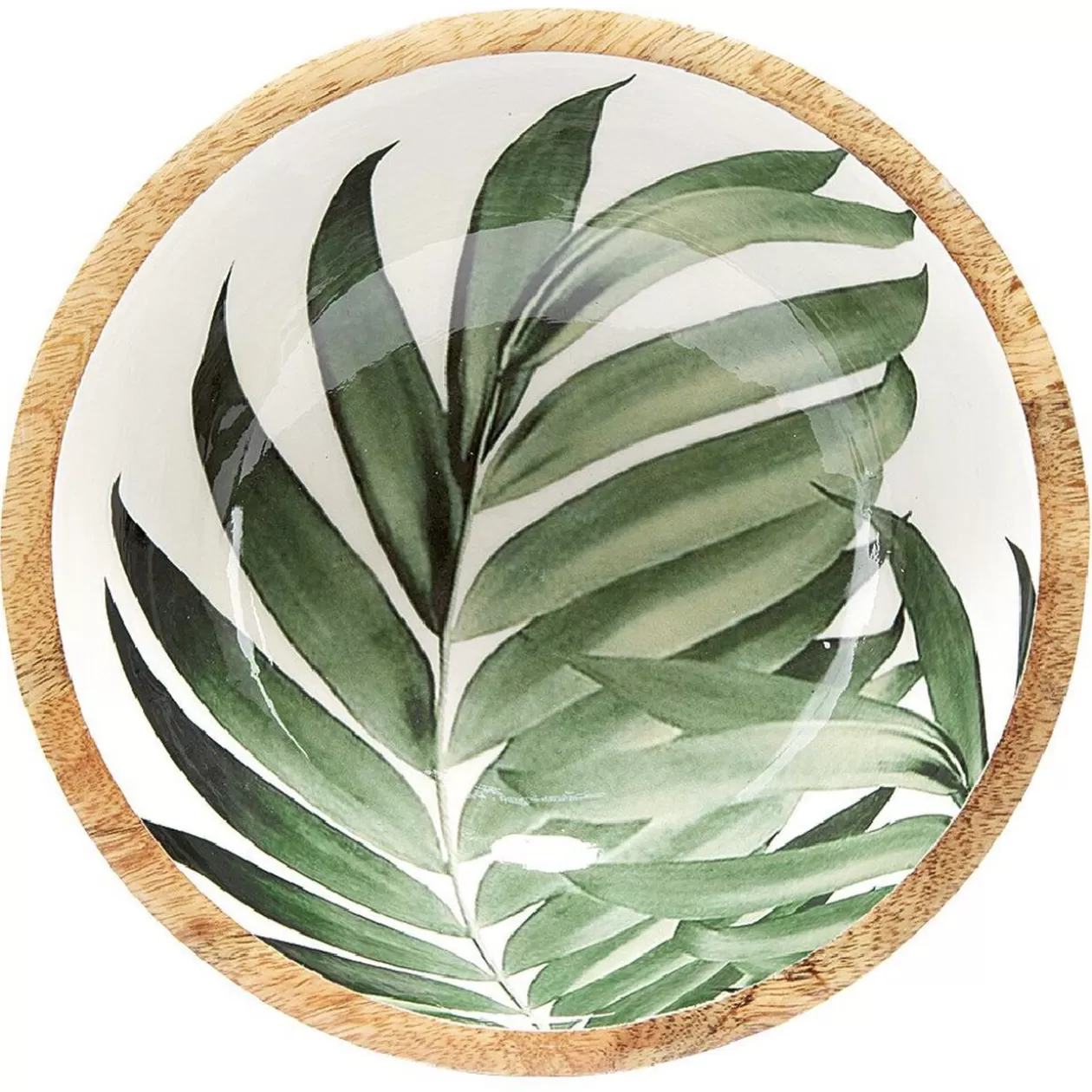 Saladier en bois interieur émail décor feuille>Gifi Discount