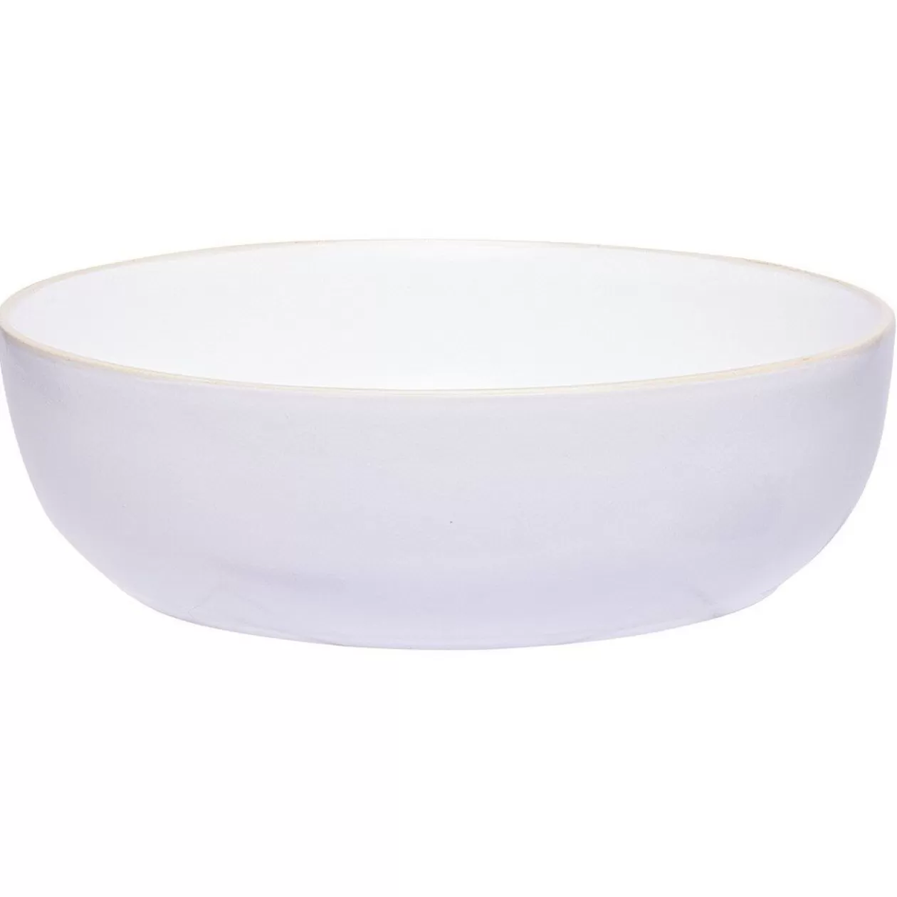 Saladier en faïence blanc avec liseré crème>Gifi Store