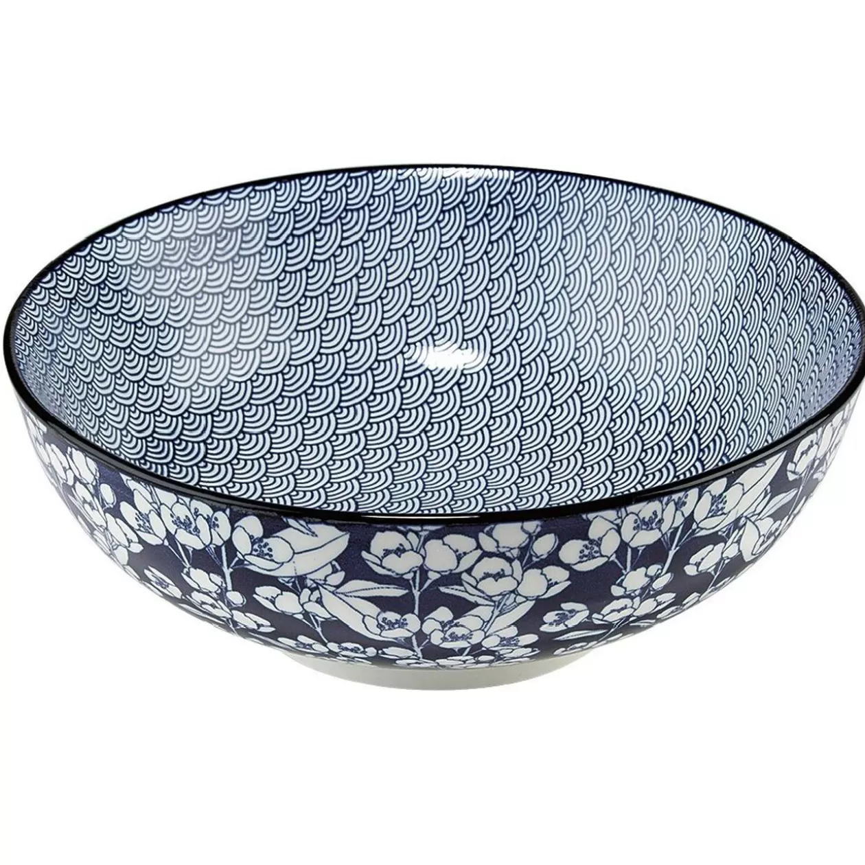 Saladier en porcelaine décor blanc et bleu>Gifi Best