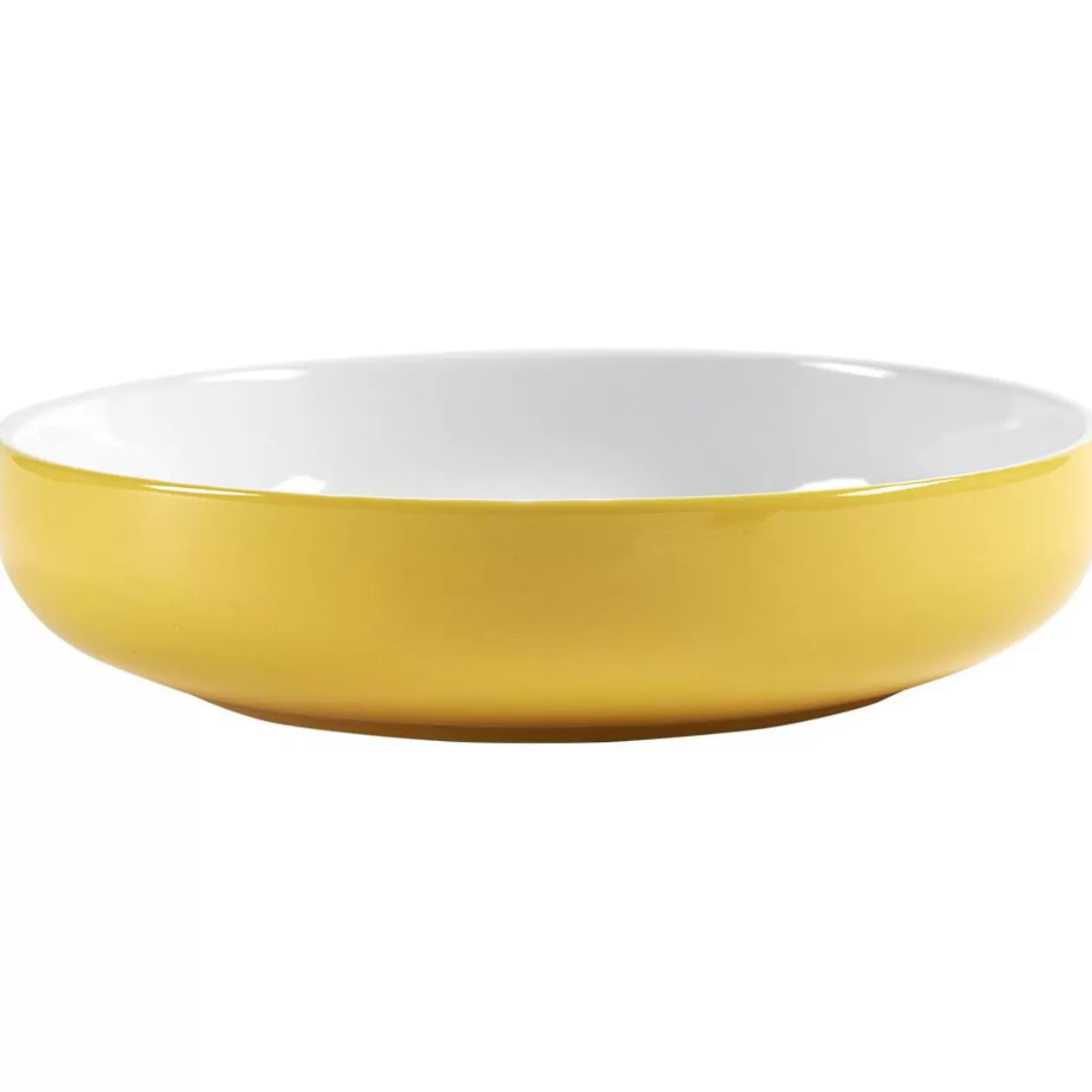 Saladier faïence bicolore jaune et blanc Ø25xH6cm>Gifi Discount