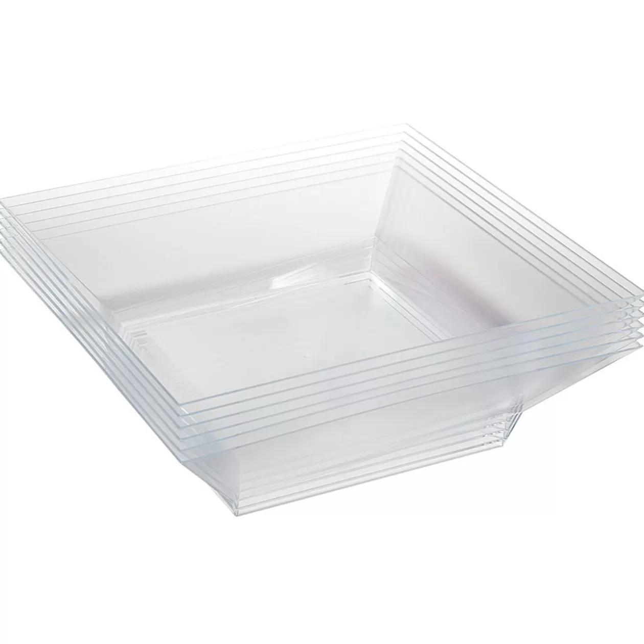 Saladier plastique carré transparent 22x22xH6,2 cm x12>Gifi Store