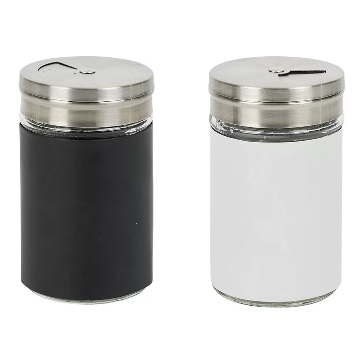 Salière et poivrière en verre et métal, set duo noir et blanc>Gifi Cheap