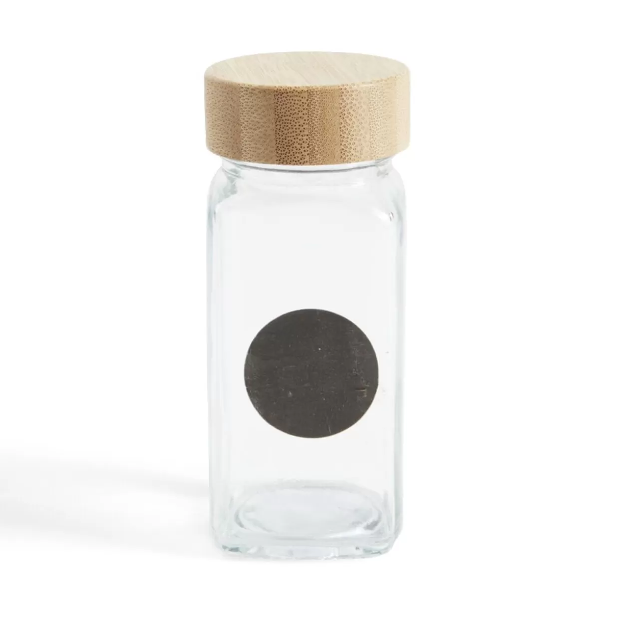 Salière/poivrière en verre et bambou 4,5x4,5xH10,5cm>Gifi Discount