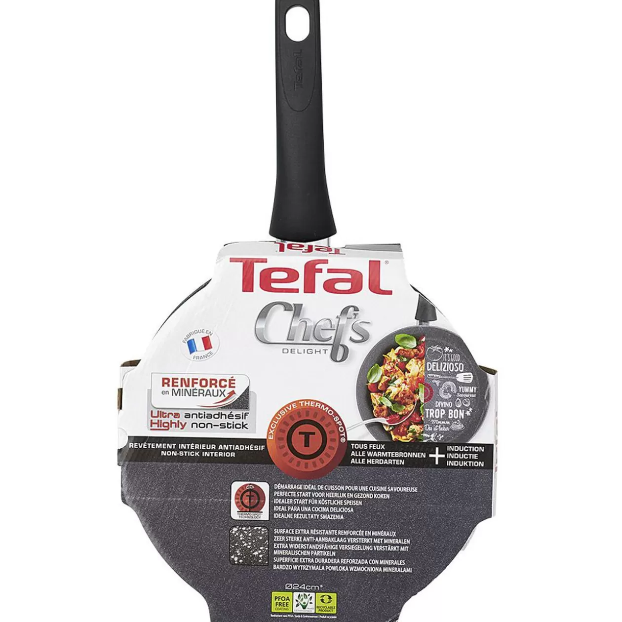 Gifi Sauteuse Tefal aluminium effet pierre avec couvercle Ø24cm< Cuisson