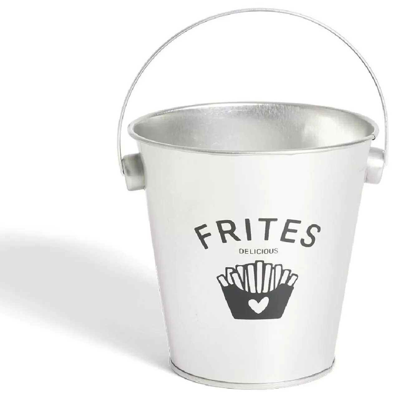 Gifi Seau à frites avec anse étain et inox gris Ø10,5xH7,5cm< Vaisselle Et Accessoires De Table