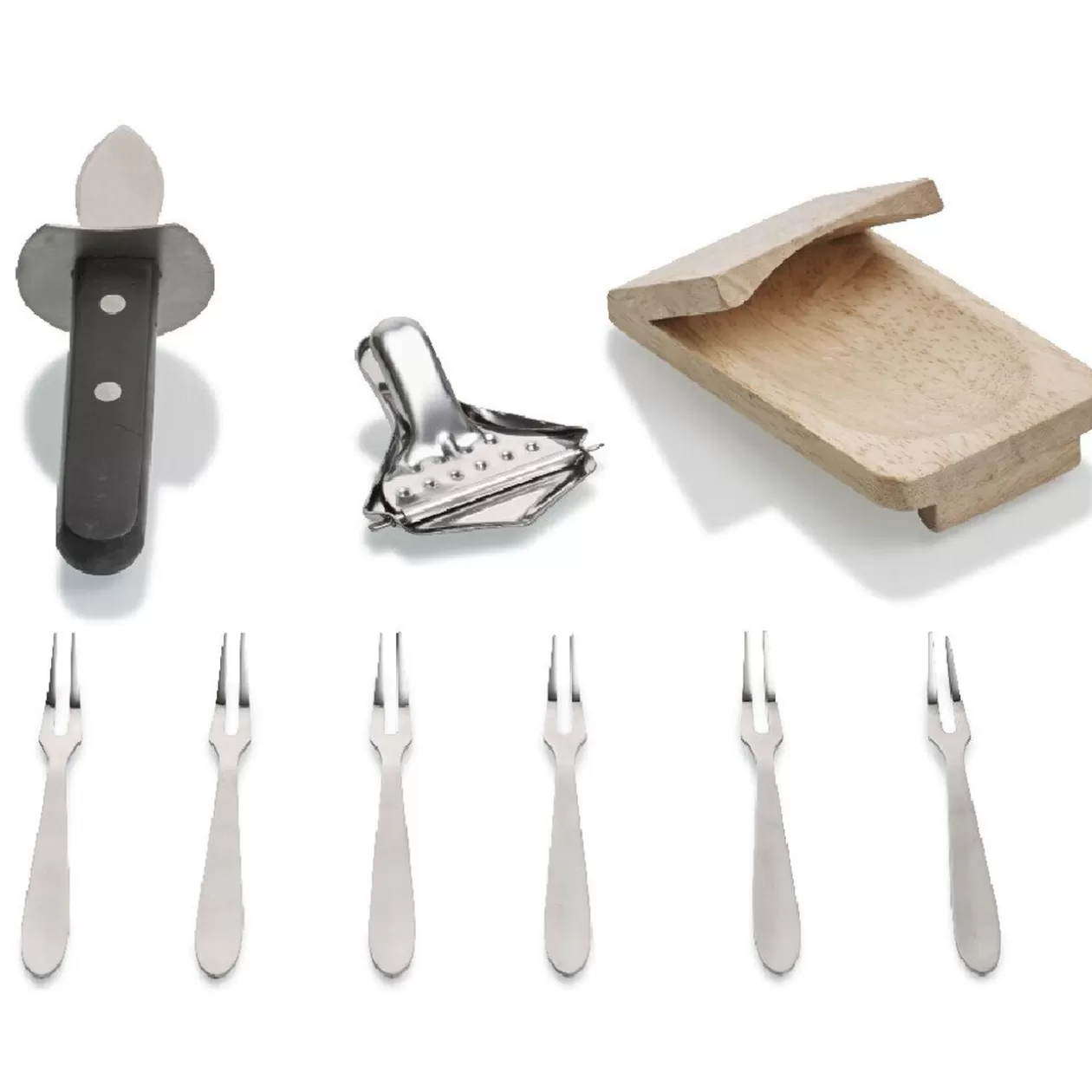 Gifi Service à huitres en inox et chêne 9 pièces< Préparation Culinaire