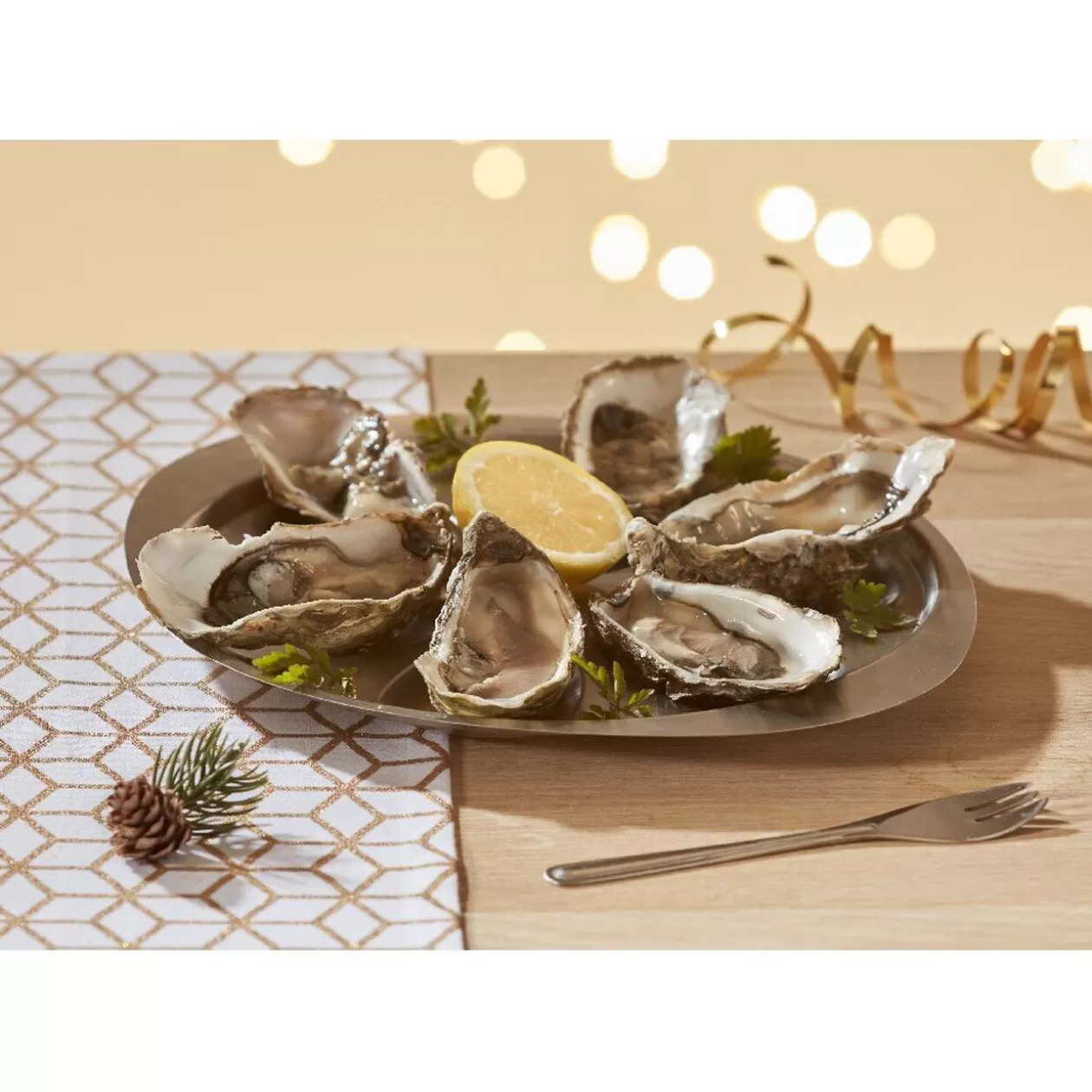 Gifi Service à huîtres argenté inox 6 plats 6 fourchettes< Préparation Culinaire