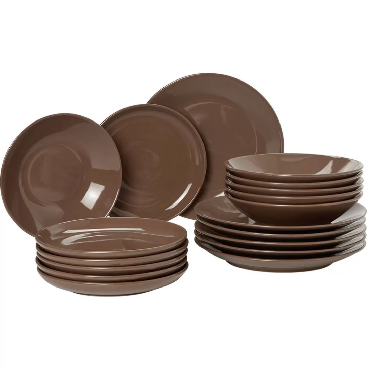Service à vaisselle marron en faïence 18 pièces>Gifi Outlet