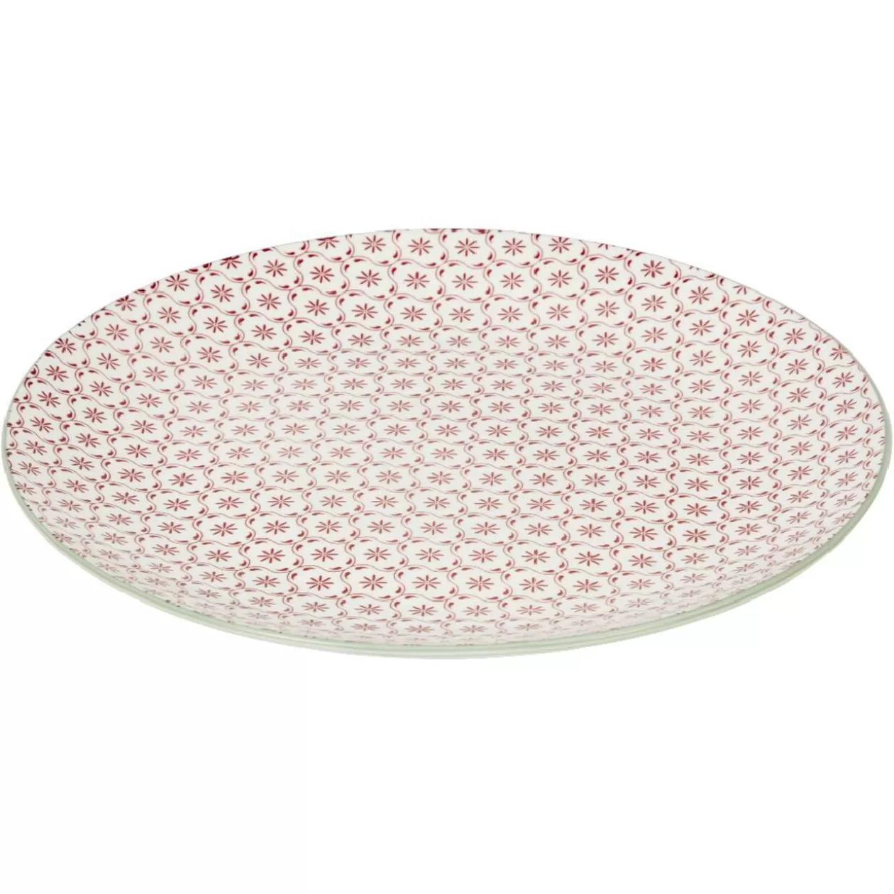 Service en porcelaine 18 pièces motif graphique beige et rouge>Gifi Shop