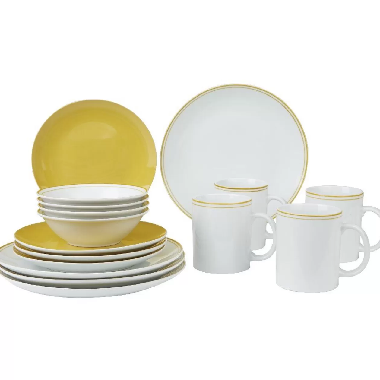 Gifi Service vaisselle complet jaune et blanc 32 pièces< Vaisselle Et Accessoires De Table
