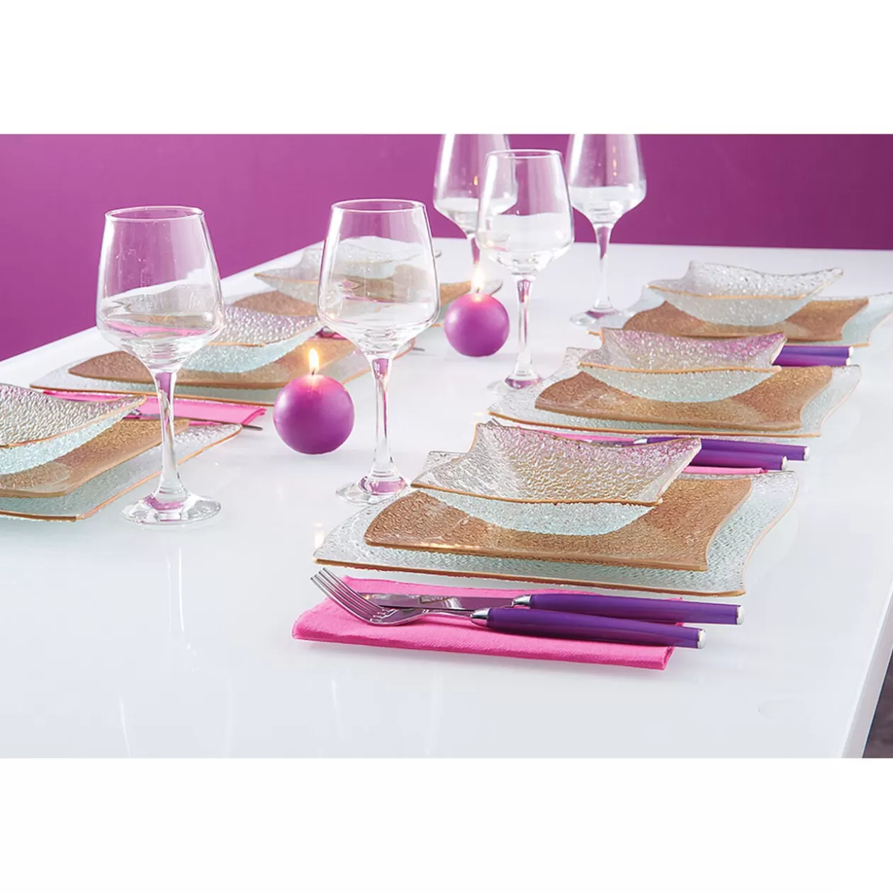 Service vaisselle doré transparent 18 pièces>Gifi Best