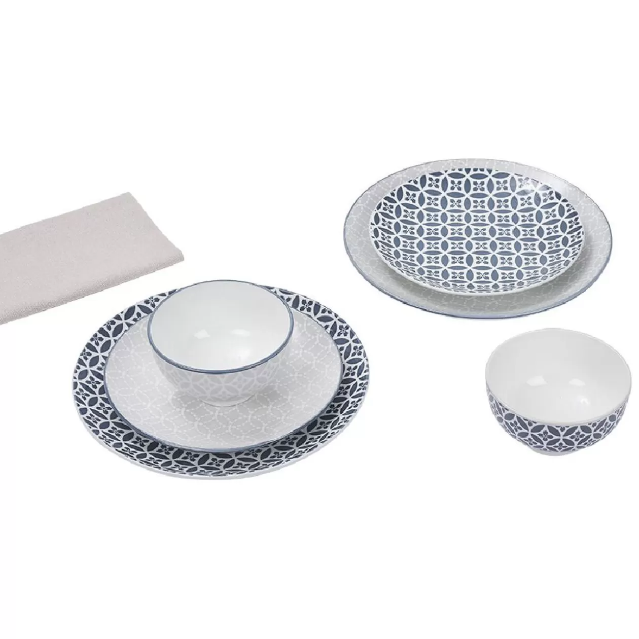 Gifi Service vaisselle en porcelaine 18 pièces motif graphique bleu et blanc< Vaisselle Et Accessoires De Table