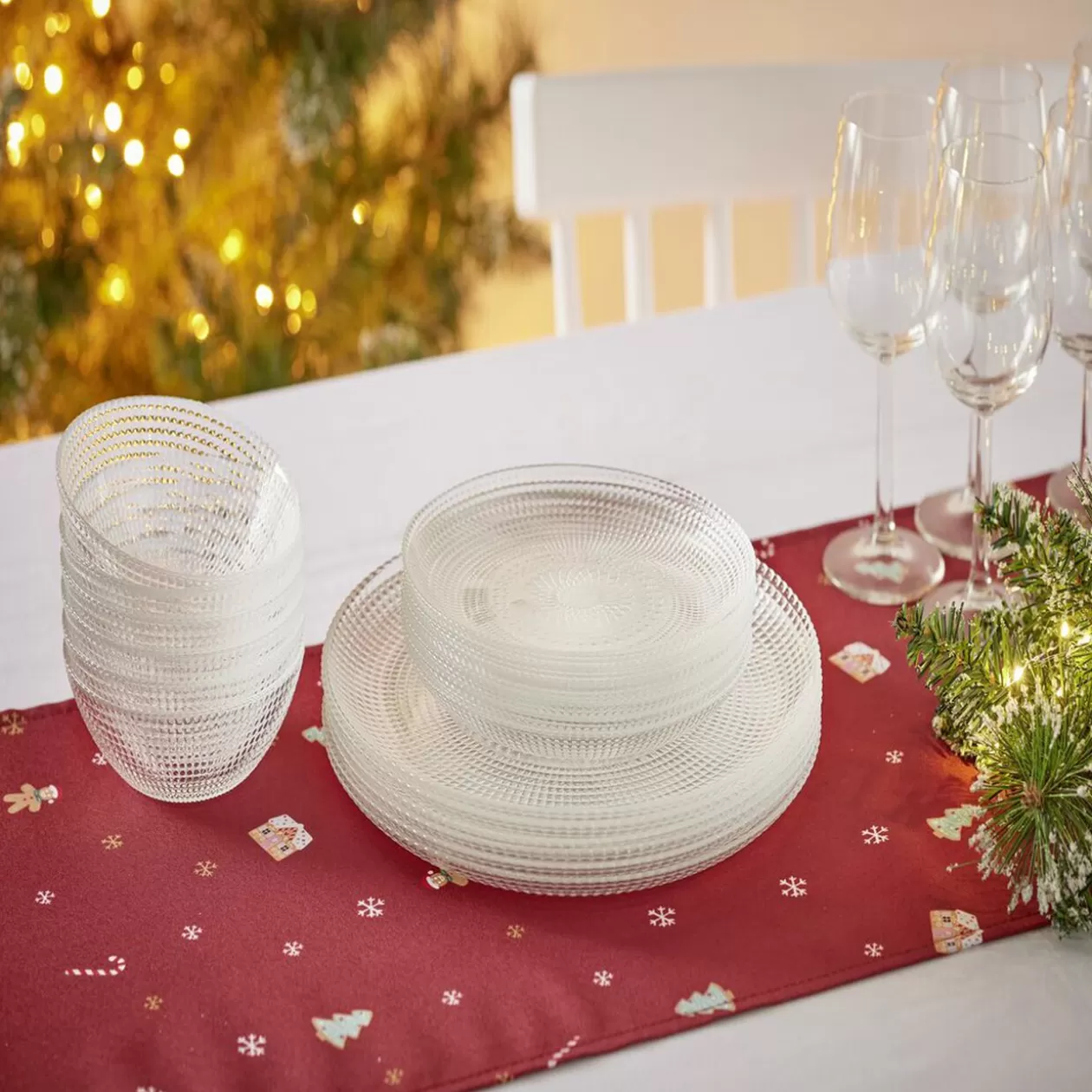 Service vaisselle en verre transparent>Gifi Shop