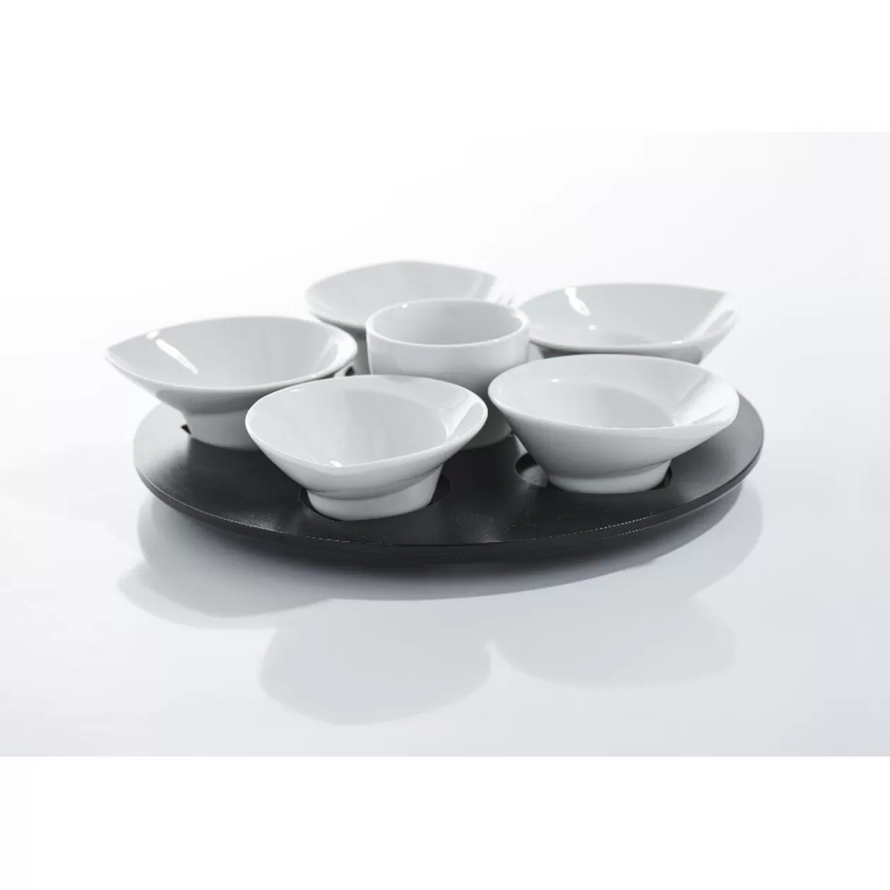 Gifi Set apéritif plateau tournant 6 coupelles noir et blanc< Vaisselle Et Accessoires De Table