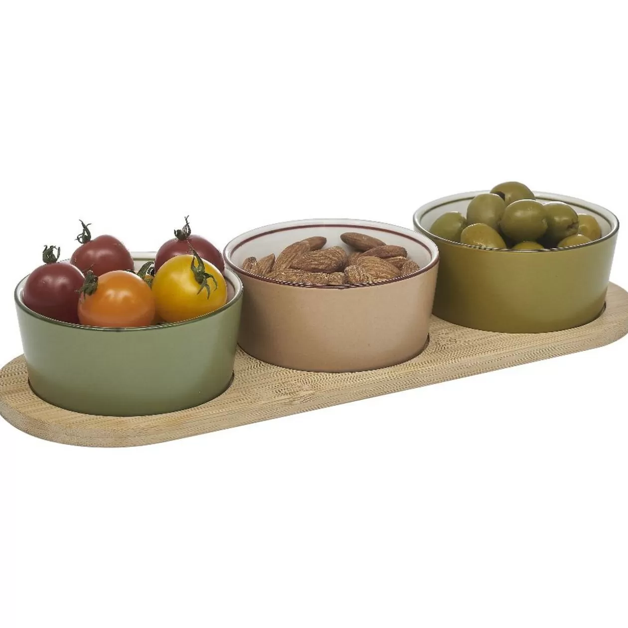 Set apéritif coupelle porcelaine x3 et support bambou>Gifi Shop