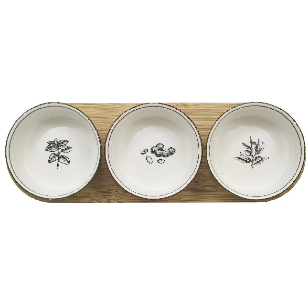 Set apéritif coupelle porcelaine x3 et support bambou>Gifi Shop