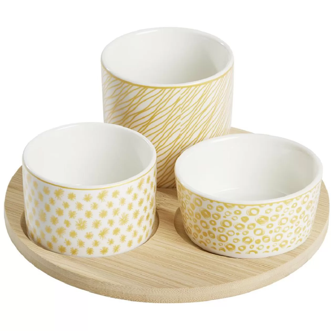 Set apéro plateau bambou Ø20cm et coupelle x3>Gifi Flash Sale