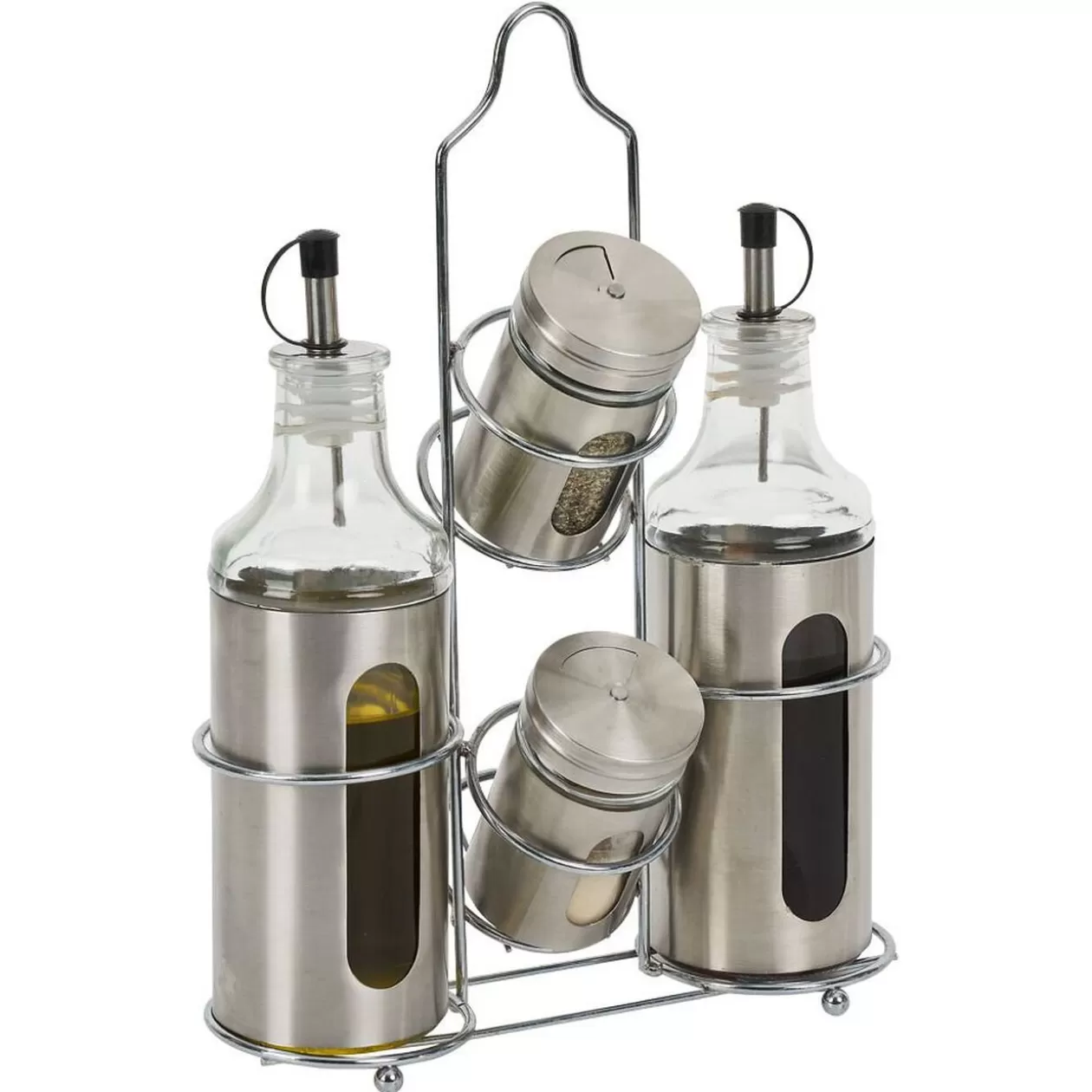 Set assaisonnement 4-en-1 en verre et fer gris>Gifi Flash Sale