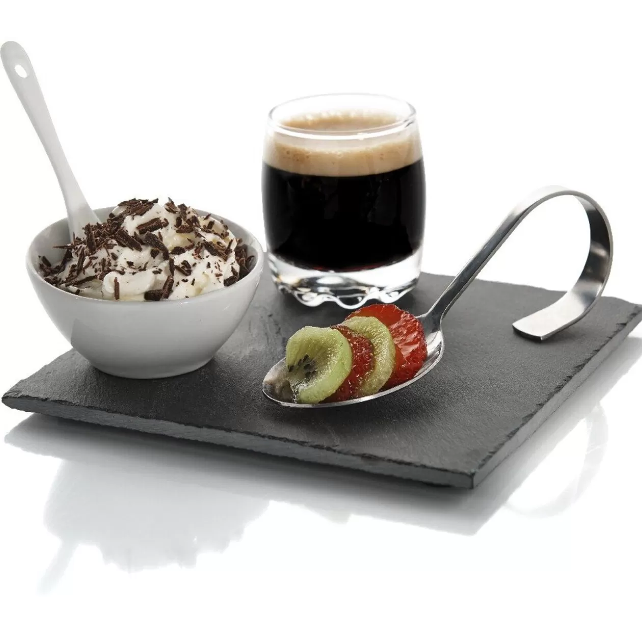 Set café gourmand ardoise et porcelaine blanche 5 pcs>Gifi Fashion