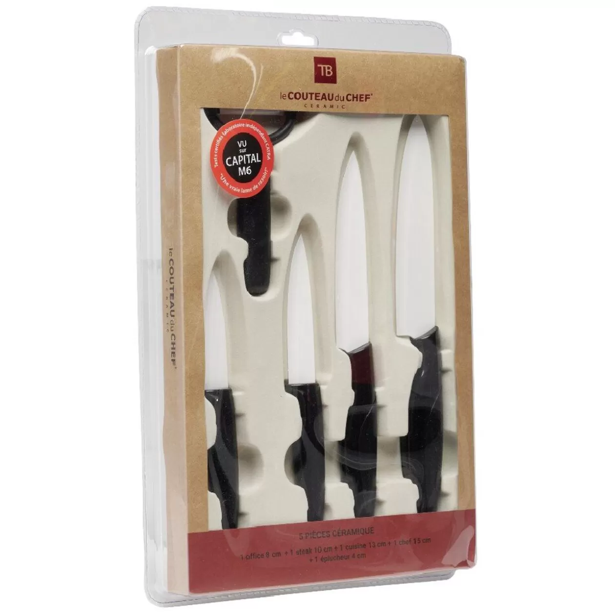 Set céramique couteau x4 avec économe x1 blanc et noir>Gifi Fashion