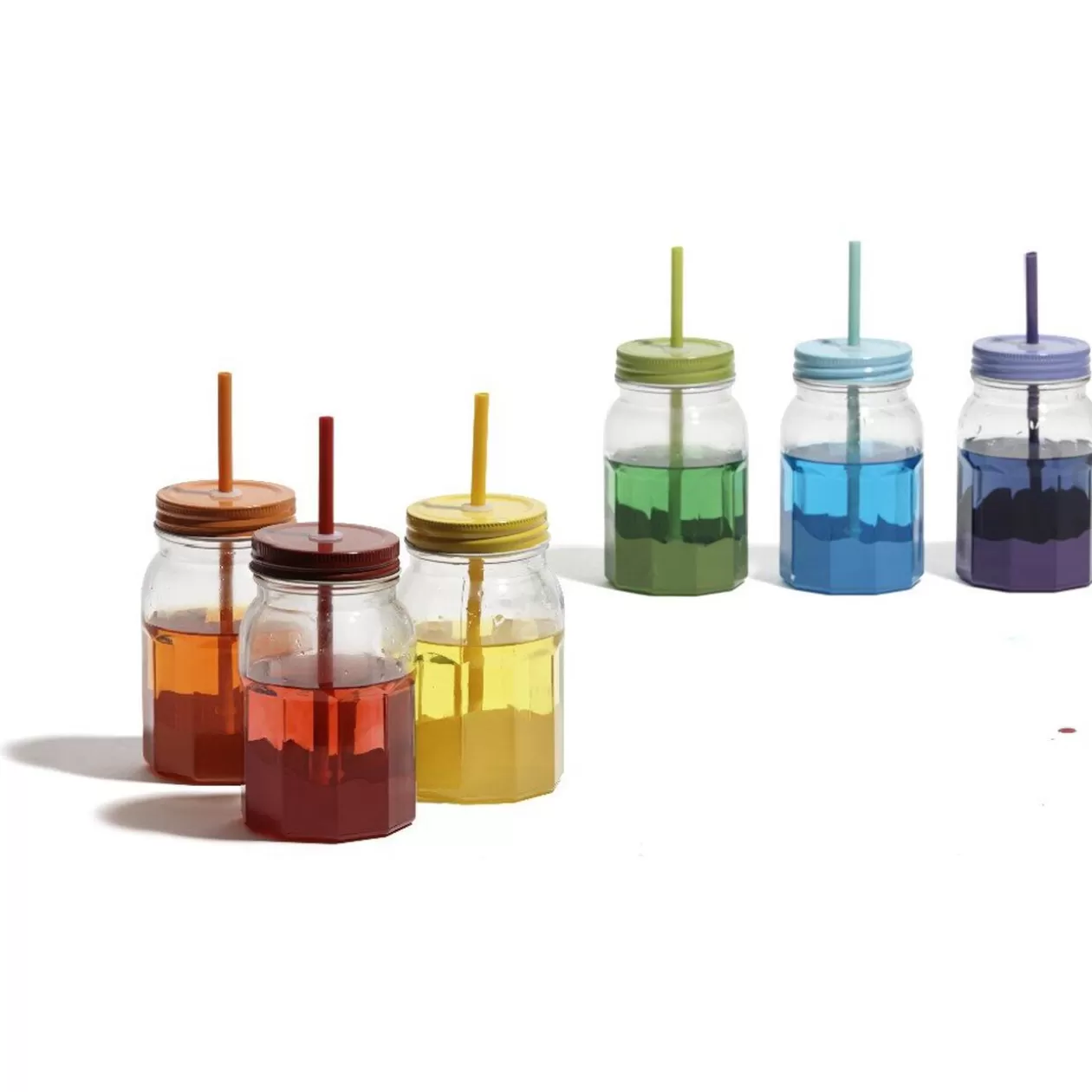 Gifi Set de 6 bocaux et pailles multicolores< Vaisselle Et Accessoires De Table