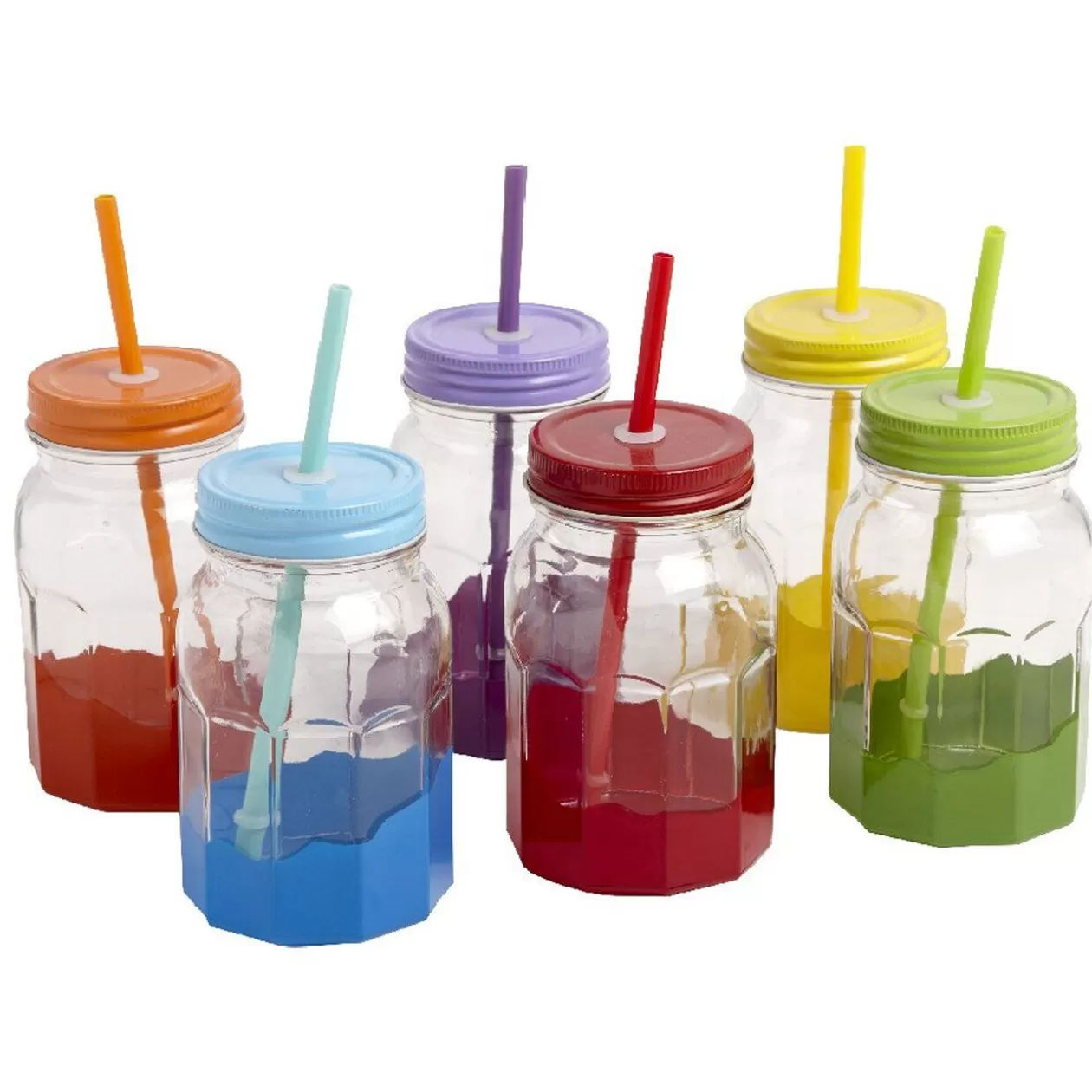 Gifi Set de 6 bocaux et pailles multicolores< Vaisselle Et Accessoires De Table