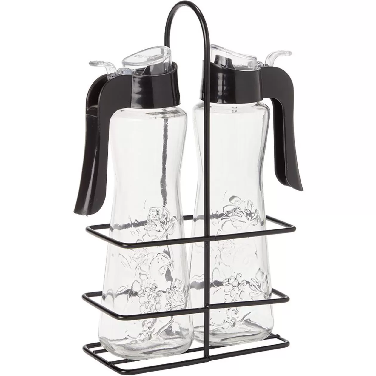 Set huile et vinaigre en verre relief fleur Ø5xH20cm>Gifi Store