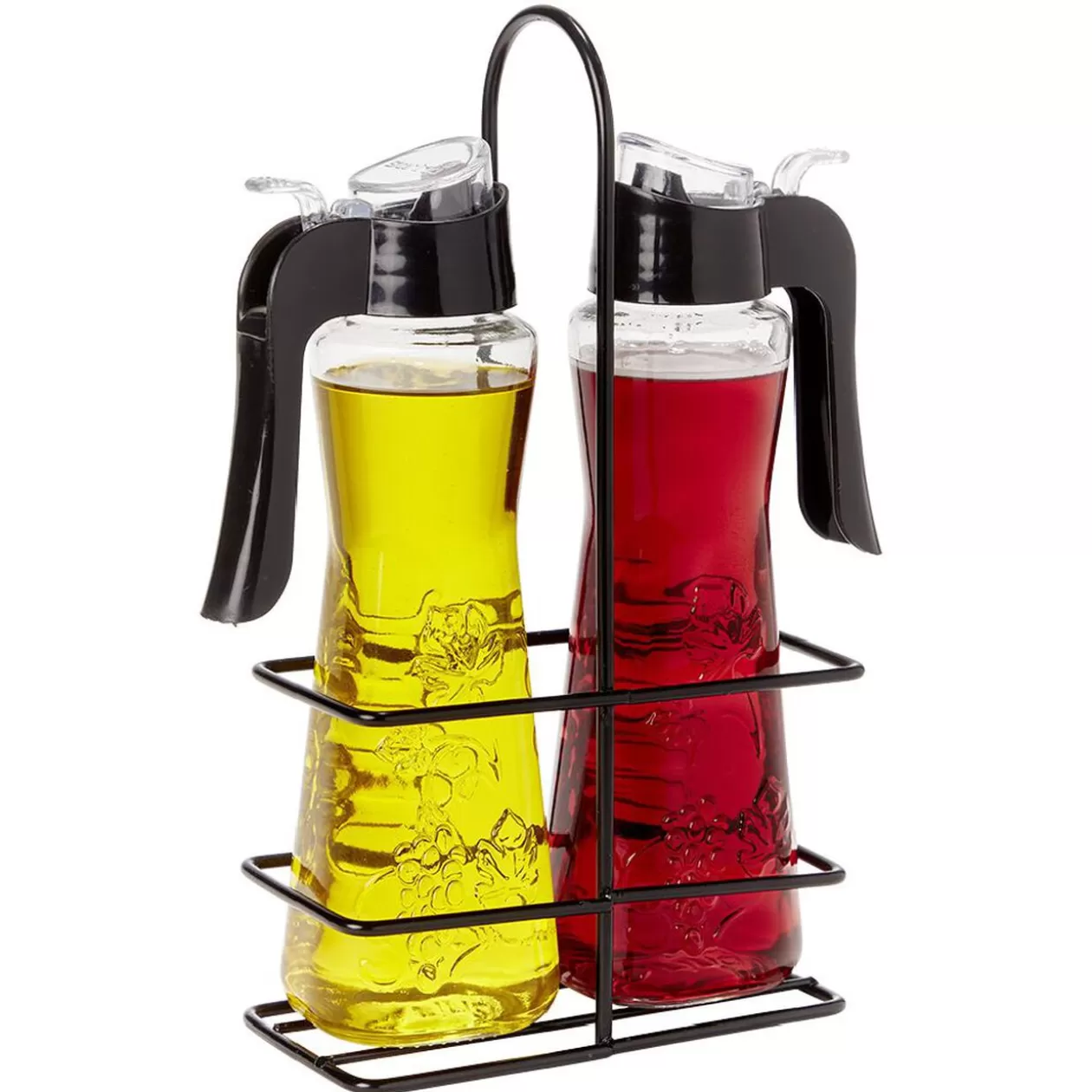 Set huile et vinaigre en verre relief fleur Ø5xH20cm>Gifi Store