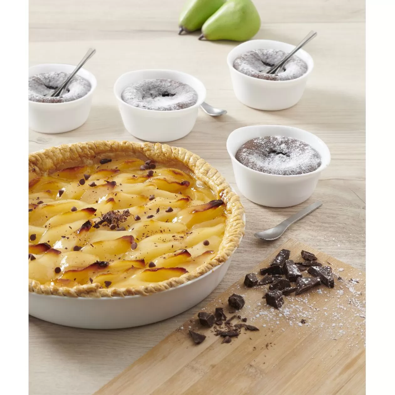 Gifi Set plat à tarte et 4 ramequins Luminarc< Cuisson