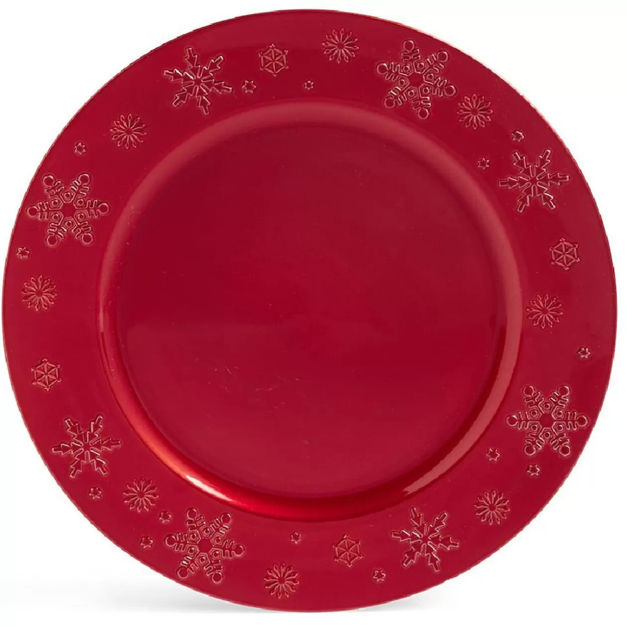 Sous assiette ronde rouge Ø33cm rebord flocon>Gifi Outlet