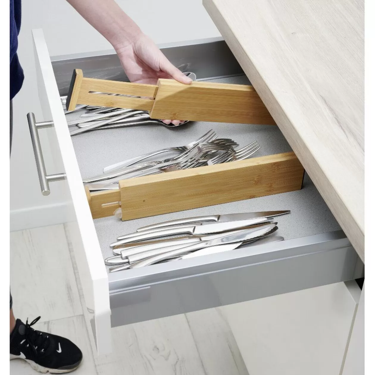 Gifi Séparateur extensible de tiroir bambou naturel x2< Rangement De Cuisine