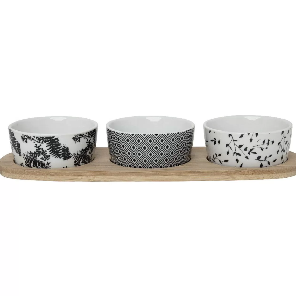 Gifi Support à apéritifs avec 3 coupelles déco végétal noir blanc< Vaisselle Et Accessoires De Table