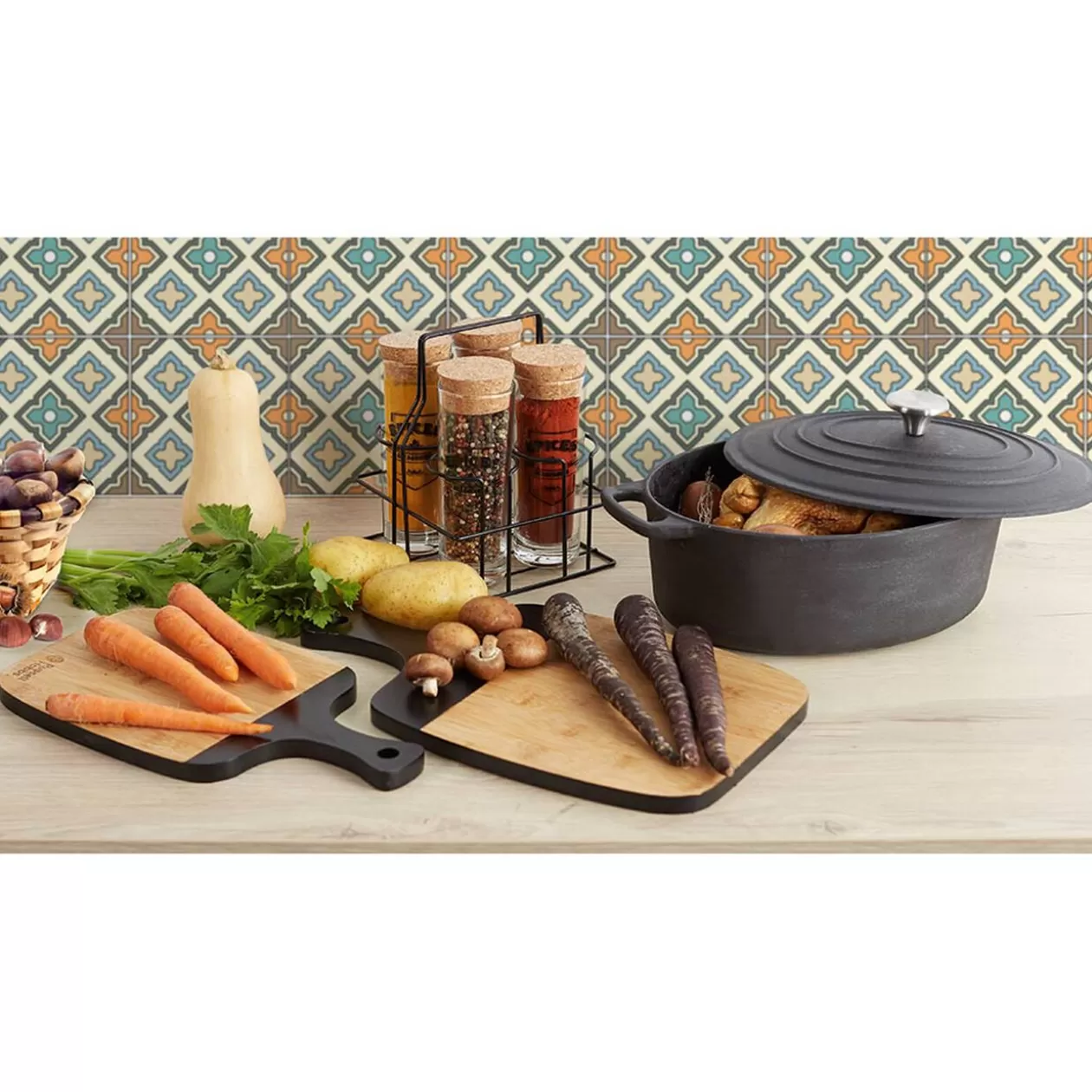 Gifi Support avec 4 pots à condiments< Conservation Alimentaire