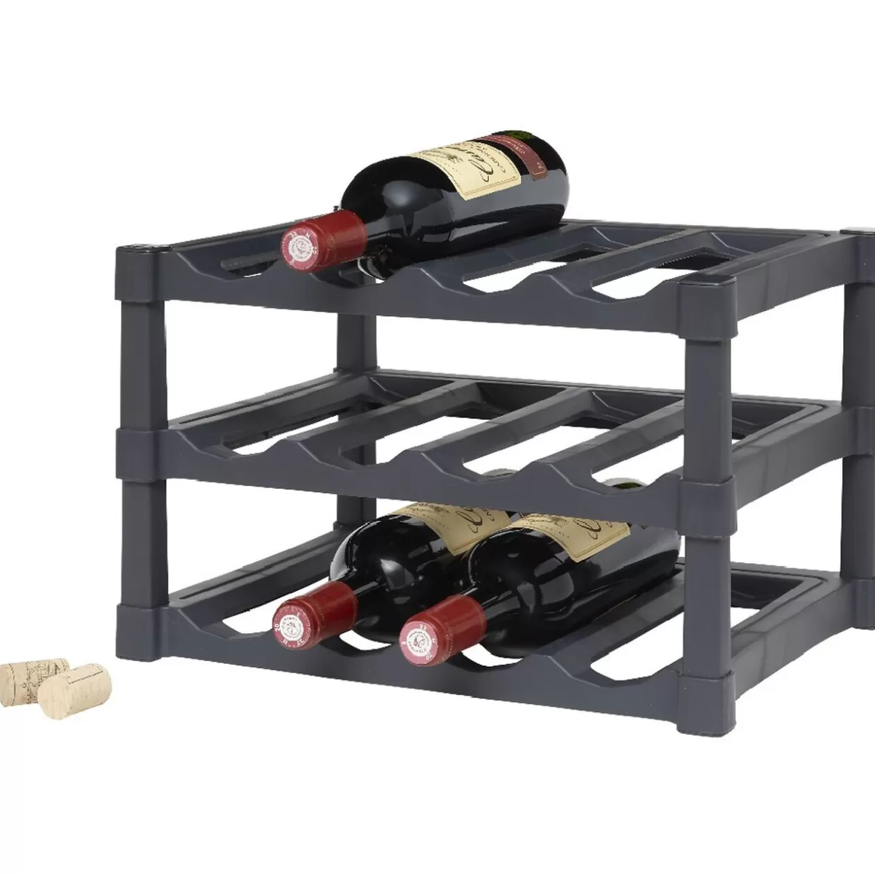 Gifi Support pour 12 bouteilles en plastique noir< Rangement De Cuisine