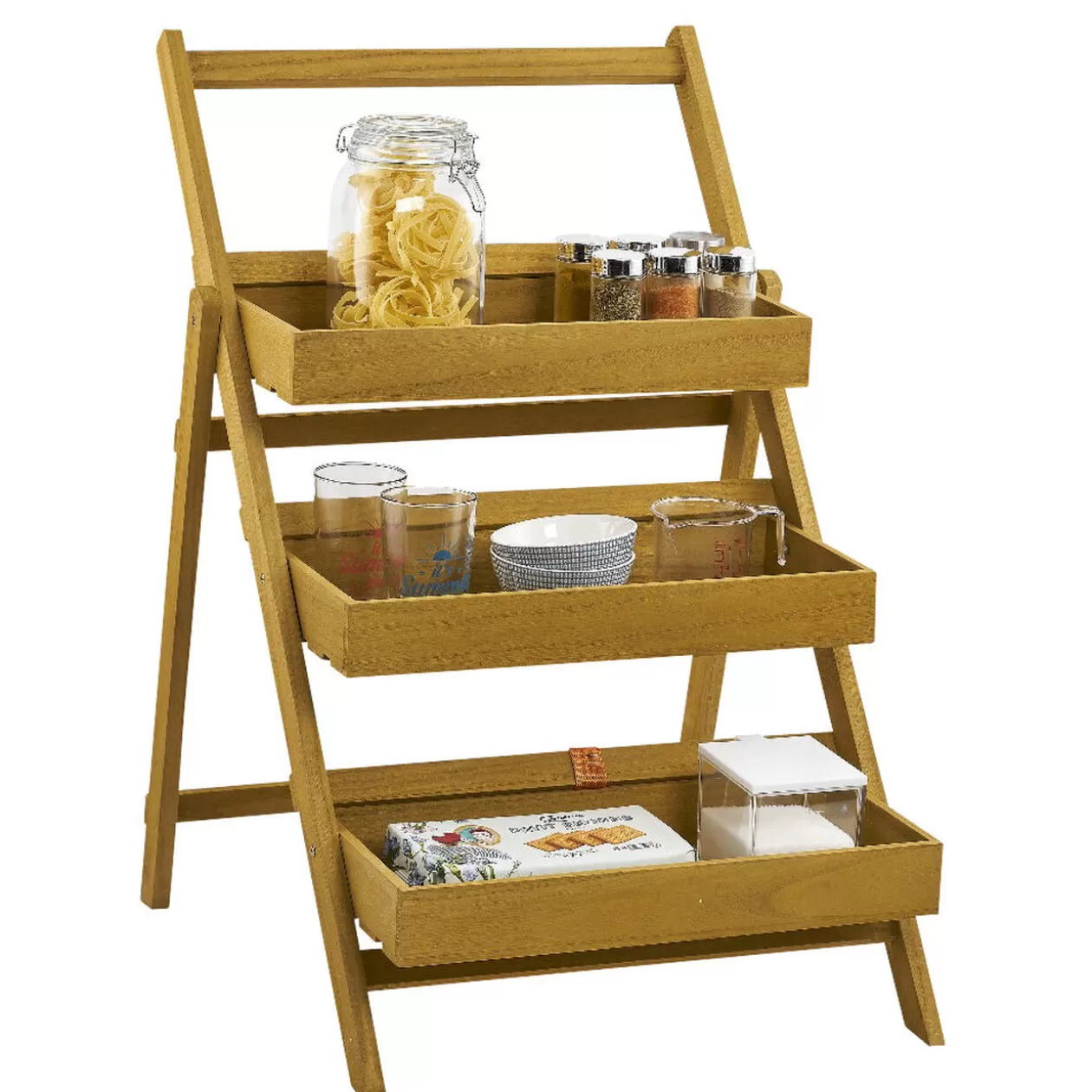 Gifi Étagere Paulownia design escabeau en bois 3 niveaux< Rangement De Cuisine