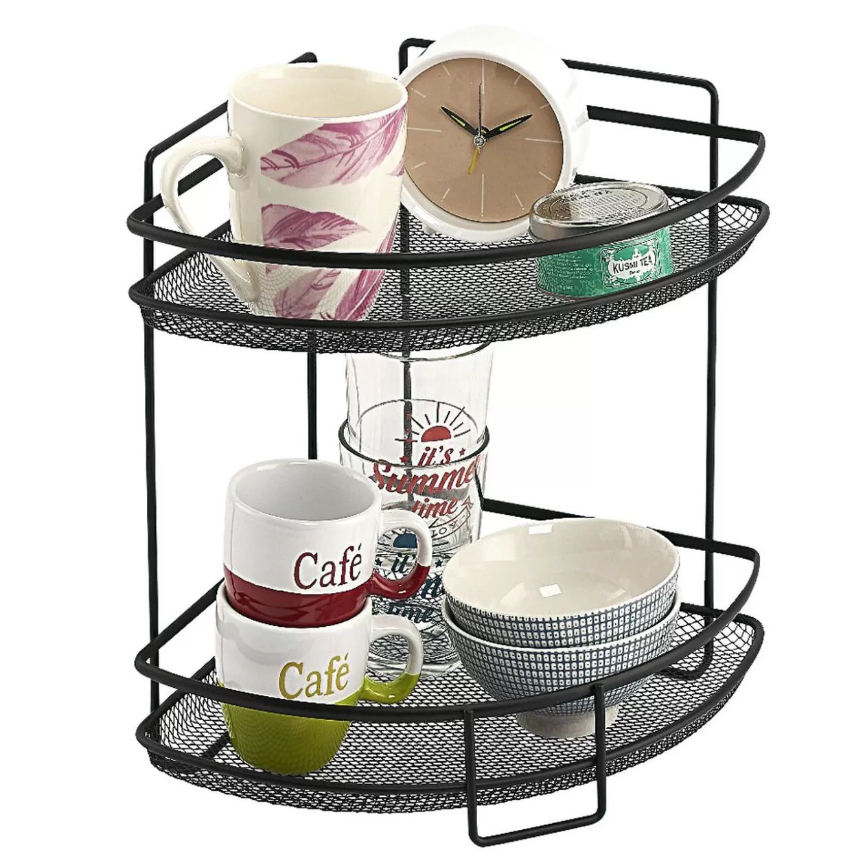 Gifi Étagère d'angle vintage métal noir 2 niveaux< Rangement De Cuisine