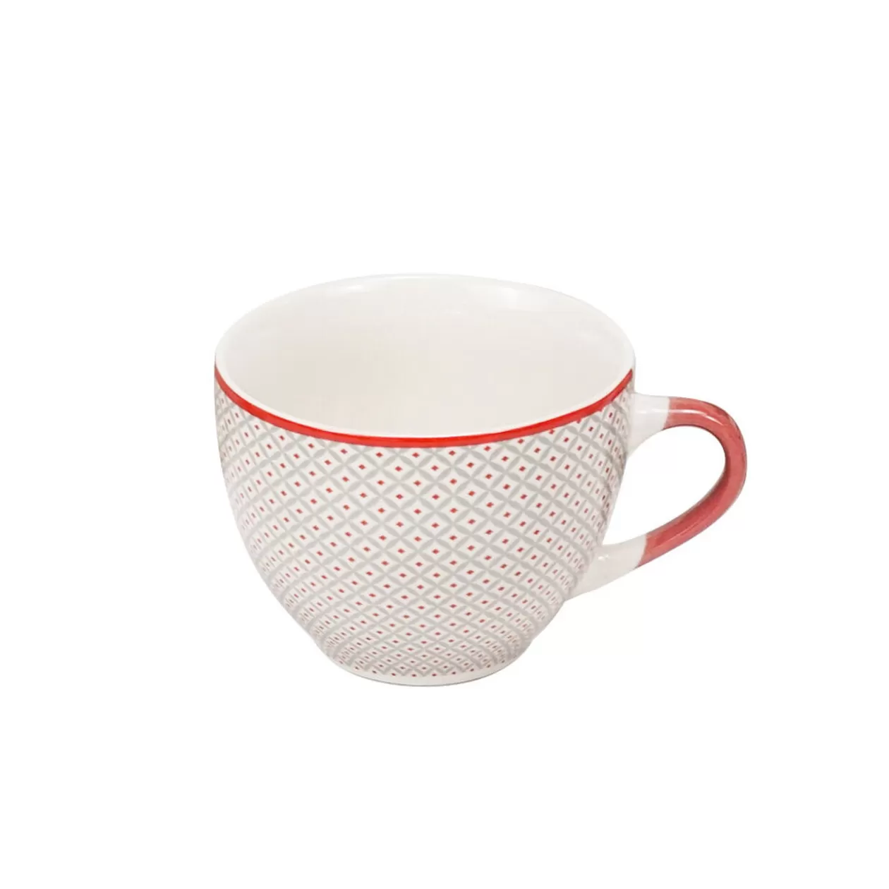 Tasse à café en porcelaine motif esprit campagne rouge gris 22 cl>Gifi Store