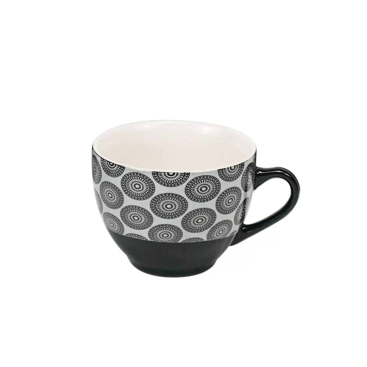 Tasse à café en porcelaine motif rosace noir blanc 22 cl>Gifi Discount