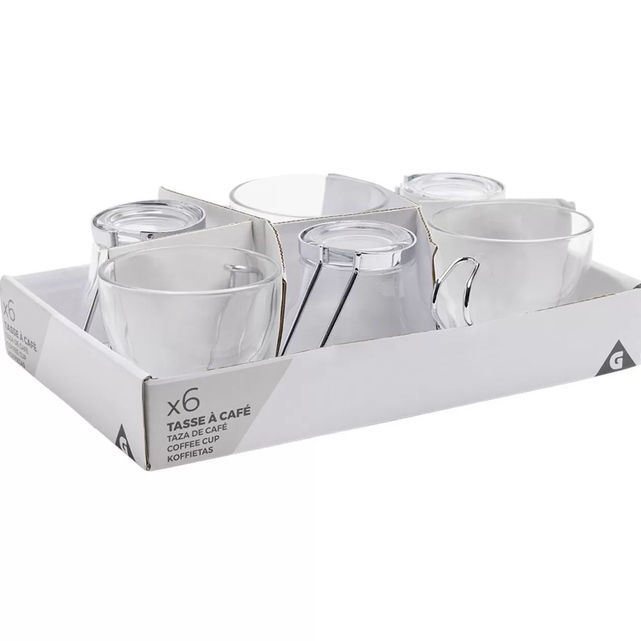 Tasse à café en verre anse métal x6>Gifi Cheap