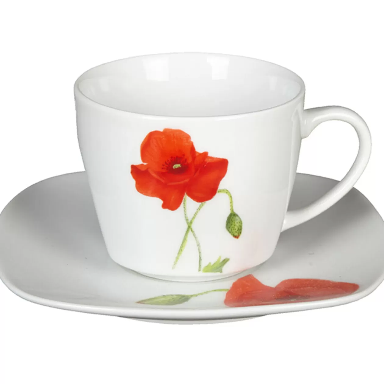 Tasse et sous tasse design coquelicot>Gifi Discount