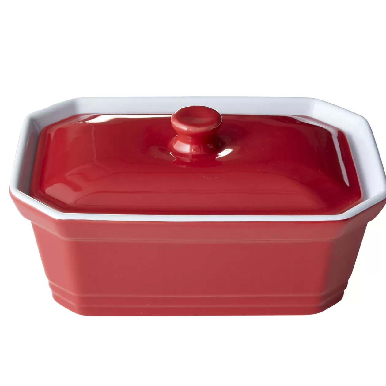 Gifi Terrine avec couvercle et presse rectangulaire rouge blanche< Cuisson